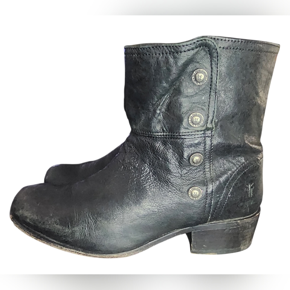 Frye Short Boots With Zippers & Faux Buttons, Womens 10